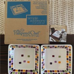 Pampered Chef (discontinued/vintage item) a Tiles small square plates